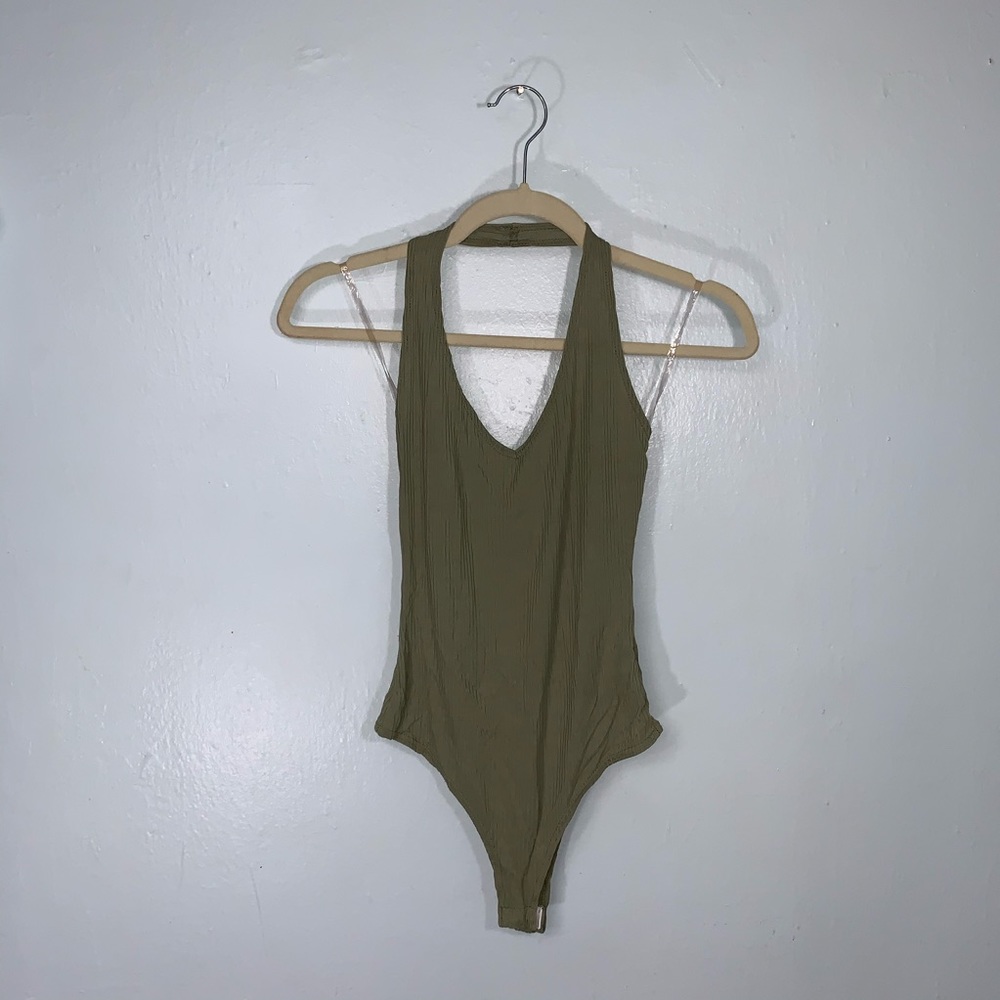 MEEK: Light Green Halter Bodysuit
